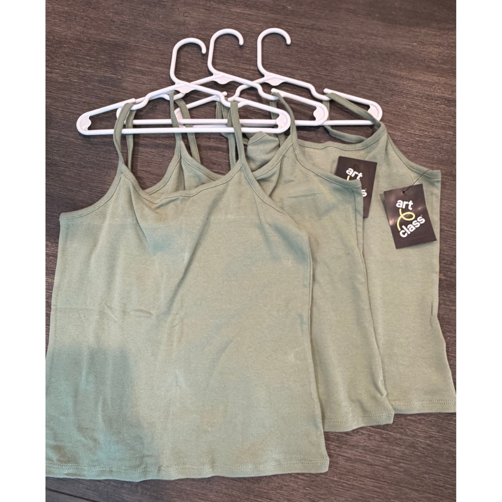 Art Class Girls Camisole Tank Top Bundle Olive Green Spaghetti Strap NWT Size L